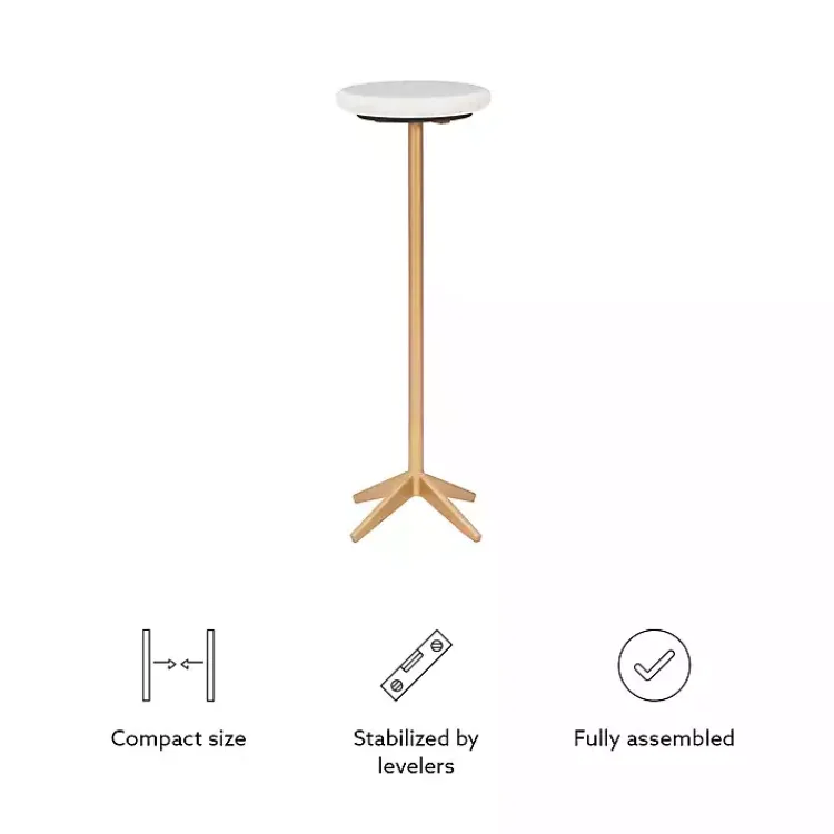 Kirklands Home Accent & End Tables|Marble and Gold Base Cocktail Table White