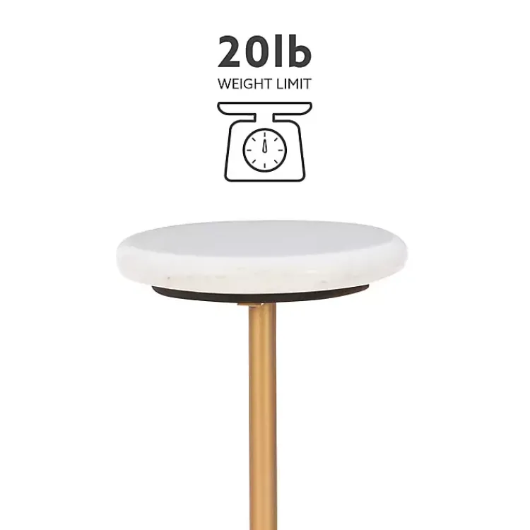 Kirklands Home Accent & End Tables|Marble and Gold Base Cocktail Table White