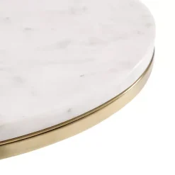 Kirklands Home Accent & End Tables|Marble and Gold Oval C-Shape Accent Table White
