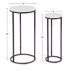 Kirklands Home Accent & End Tables|White Marble Nesting Accent Tables, Set of 2 Black