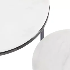 Kirklands Home Accent & End Tables|White Marble Nesting Accent Tables, Set of 2 Black
