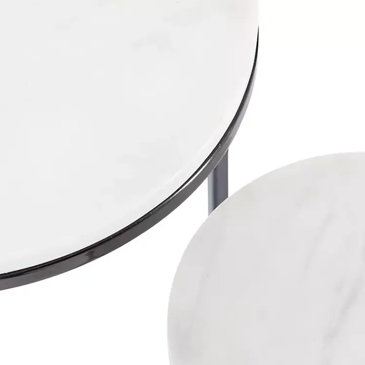 Kirklands Home Accent & End Tables|White Marble Nesting Accent Tables, Set of 2 Black
