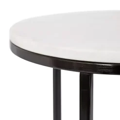 Kirklands Home Accent & End Tables|White Marble Nesting Accent Tables, Set of 2 Black