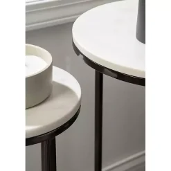 Kirklands Home Accent & End Tables|White Marble Nesting Accent Tables, Set of 2 Black