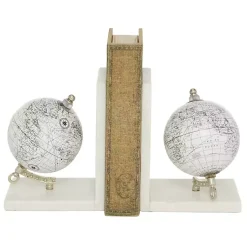 Marble Globe Bookends, Set of 2 Decorative Accents