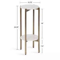 Kirklands Home Accent & End Tables|Marble Gold Accent Table White