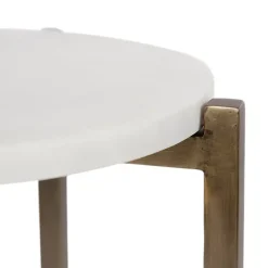 Kirklands Home Accent & End Tables|Marble Gold Accent Table White