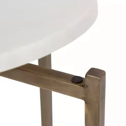 Kirklands Home Accent & End Tables|Marble Gold Accent Table White