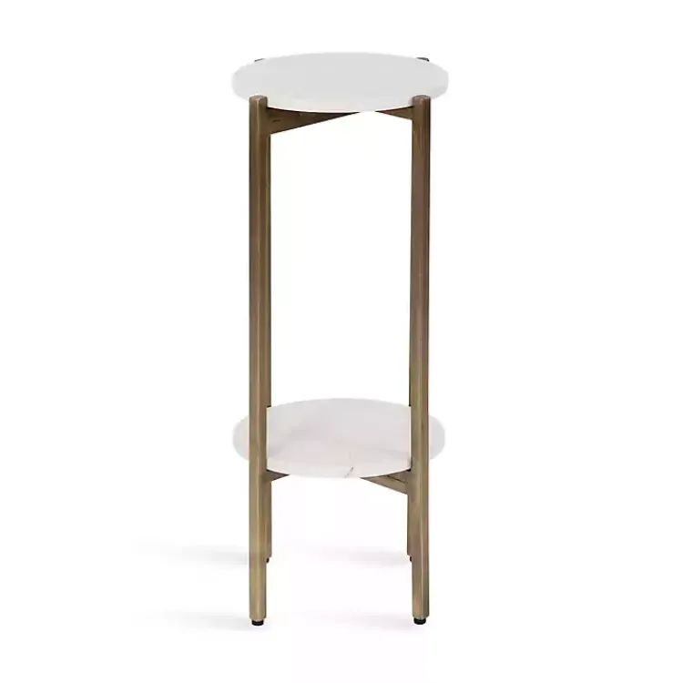 Kirklands Home Accent & End Tables|Marble Gold Accent Table White