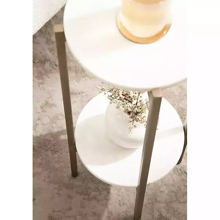 Kirklands Home Accent & End Tables|Marble Gold Accent Table White