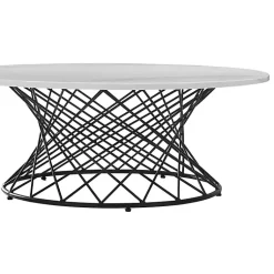 Kirklands Home Coffee Tables|Marble Round Black Loxley Coffee Table White