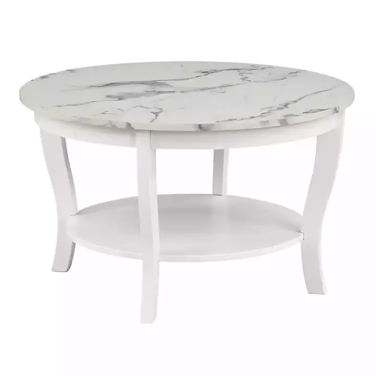 Kirklands Home Accent & End Tables|Marble Round Coffee Table White