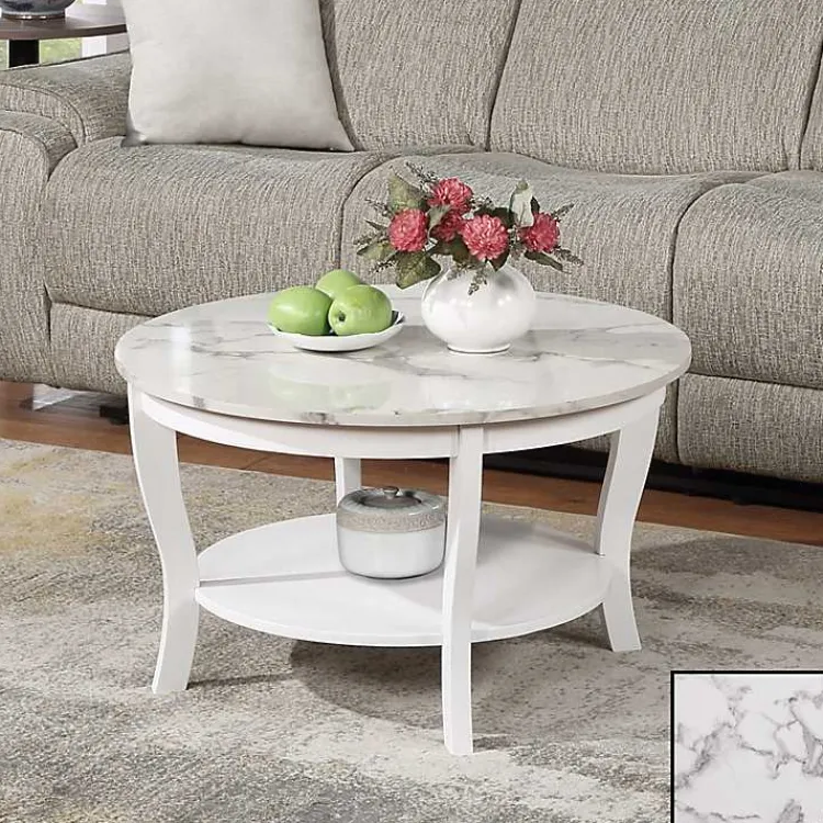 Kirklands Home Accent & End Tables|Marble Round Coffee Table White
