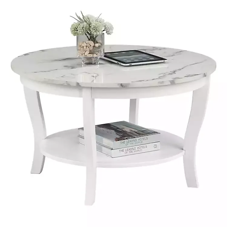 Kirklands Home Accent & End Tables|Marble Round Coffee Table White