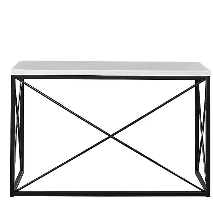 Kirklands Home Console Tables|White Marble Top Sabin Metal Base Sofa Table
