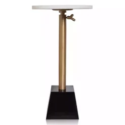Kirklands Home Accent & End Tables|White Marble Top Tapered Base Accent Table, 12 in.