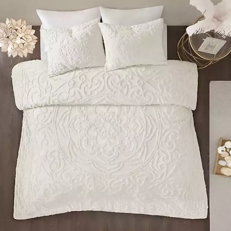 Kirklands Home Comforters|Medallion Full/Queen 3-pc. Comforter Set White