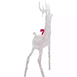 Mesh and Red Bow Standing LED Christmas Deer Outdoor Christmas Decorations