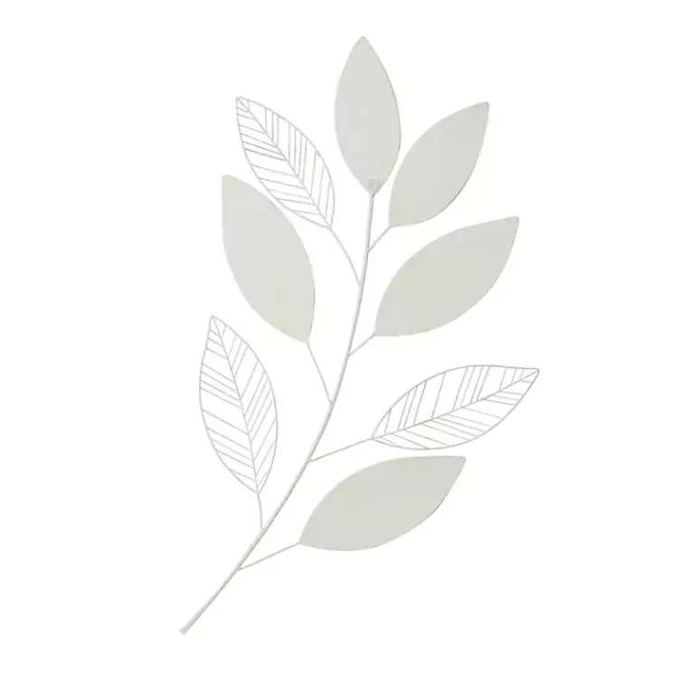 Kirklands Home Wall Plaques|White Metal and Reed Leaf Wall Plaque