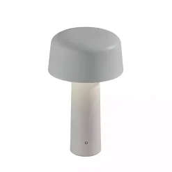 Kirklands Home Outdoor Lighting|Metal Dome Frosted Light Cordless Table Lamp White