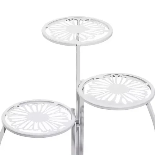 Kirklands Home Planters|Metal Floral 3-Tier Plant Stand White