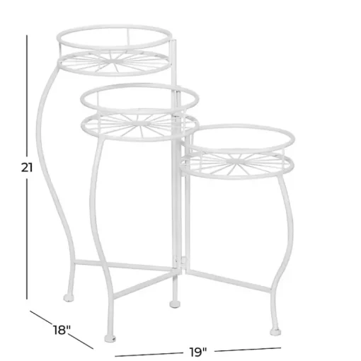 Kirklands Home Planters|Metal Starburst 3-Tier Plant Stand White
