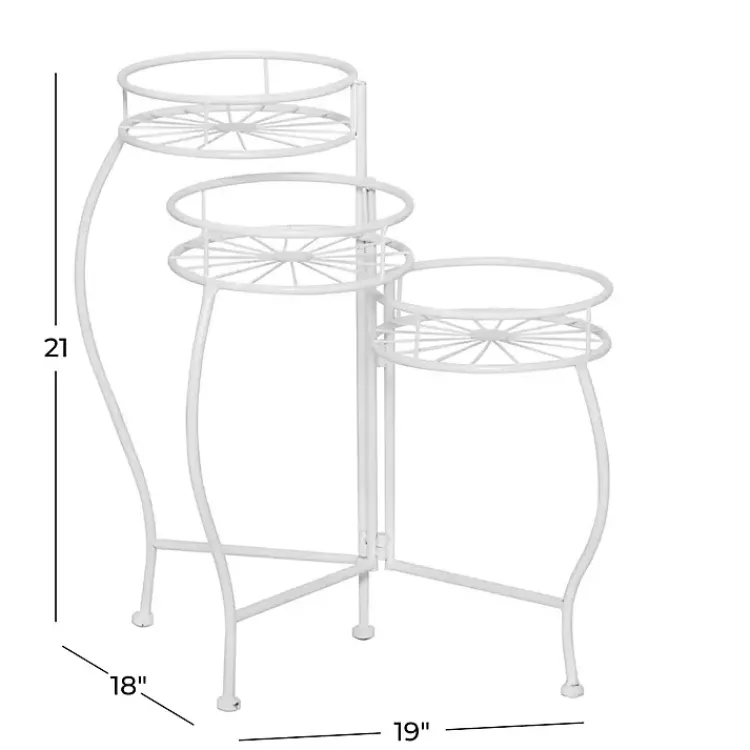 Kirklands Home Planters|Metal Starburst 3-Tier Plant Stand White