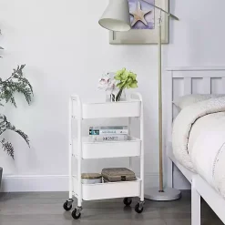 Kirklands Home Kitchen Islands & Bar Carts|Metal 3-Tier Organizer Storage Cart White