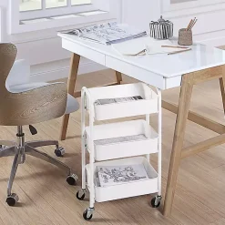 Kirklands Home Kitchen Islands & Bar Carts|Metal 3-Tier Organizer Storage Cart White