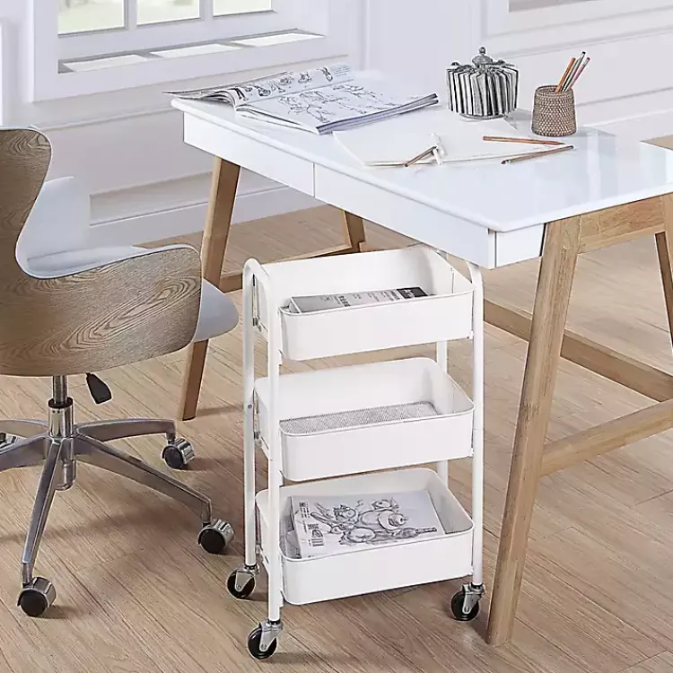 Kirklands Home Kitchen Islands & Bar Carts|Metal 3-Tier Organizer Storage Cart White