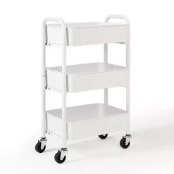 Kirklands Home Kitchen Islands & Bar Carts|Metal 3-Tier Organizer Storage Cart White