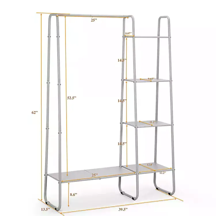 Kirklands Home Armoires|Metal 4-Tier Shelf Clothing Rack White