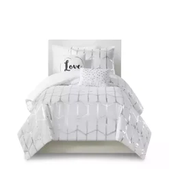 Kirklands Home Comforters|White Metallic 4-pc. Twin/Twin XL Comforter Set