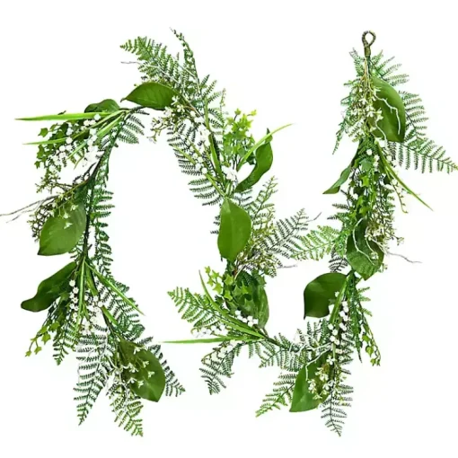 White Mini Flowers Garland Arrangements & Greenery