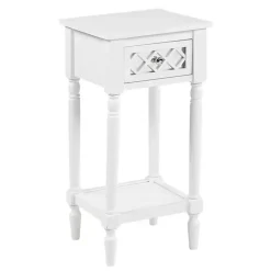 Kirklands Home Accent & End Tables|Mirrored Drawer Square Accent Table White