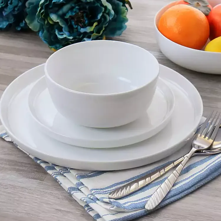 Kirklands Home Dinnerware|Modern Ceramic 16-pc. Dinnerware Set White