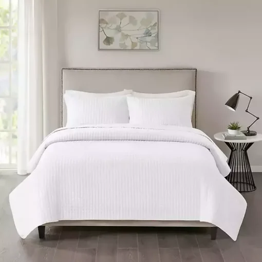 Kirklands Home Bedspreads & Coverlets|Nash 3-pc. Reversible Queen Coverlet Set White