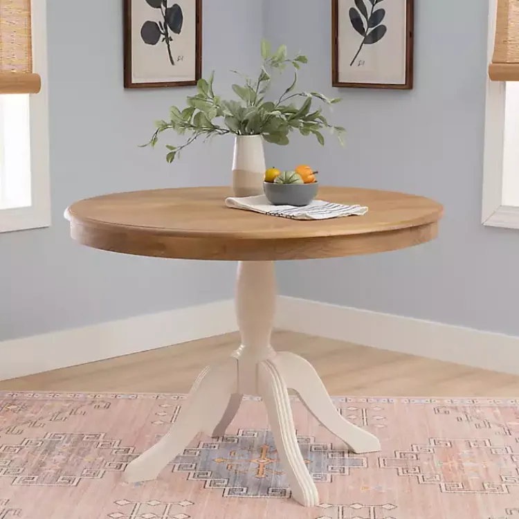 Kirklands Home Dining Tables|White Natural Top Pedestal Dining Table