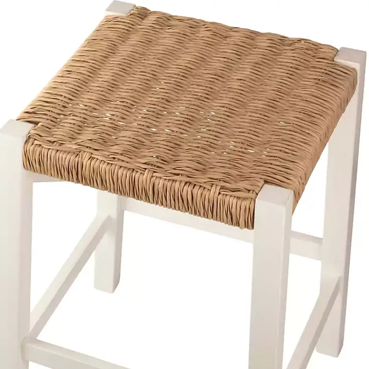 Kirklands Home Bar Stools & Counter Height Stools|White Newport Wood and Rattan Counter Stool Brown