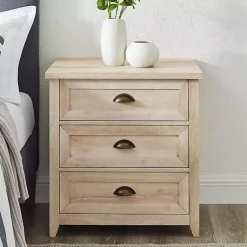 Kirklands Home Dressers & Chests|Oak Bronze Cupped Handle Nightstand White
