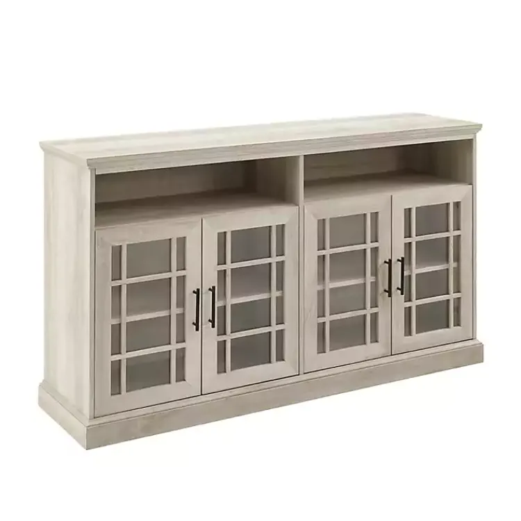 Kirklands Home Tv Stands & Media Consoles|White Oak Glass Door TV Stand, 58 in. Ivory