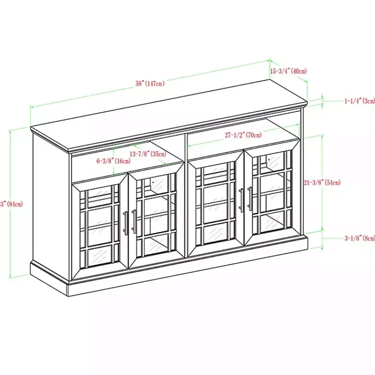 Kirklands Home Tv Stands & Media Consoles|White Oak Glass Door TV Stand, 58 in. Ivory