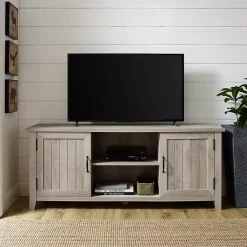 Kirklands Home Tv Stands & Media Consoles|White Oak Grooved Door TV Stand Ivory