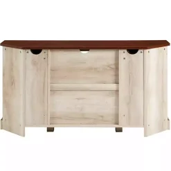 Kirklands Home Tv Stands & Media Consoles|White Oak Sliding Barn Doors Corner TV Stand Ivory