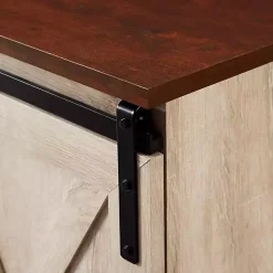 Kirklands Home Tv Stands & Media Consoles|White Oak Sliding Barn Doors Corner TV Stand Ivory