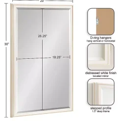 Kirklands Home Decorative Mirrors|White Oakhurst Rectangle Wall Mirror, 30 in.