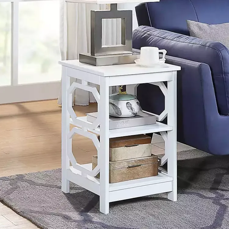 Kirklands Home Accent & End Tables|Octagon 2-Shelf Accent Table White