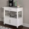 Kirklands Home Kitchen Islands & Bar Carts|White Parker Granite Top Rolling Kitchen Cart