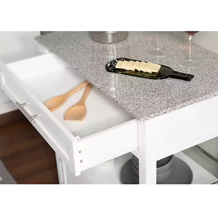 Kirklands Home Kitchen Islands & Bar Carts|White Parker Granite Top Rolling Kitchen Cart