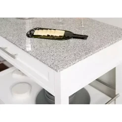 Kirklands Home Kitchen Islands & Bar Carts|White Parker Granite Top Rolling Kitchen Cart